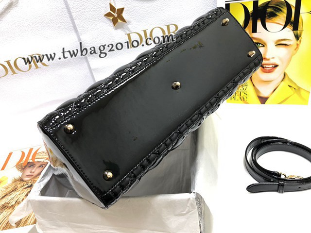 Dior专柜新款迪奥顶级原单Lady七格漆皮翻盖手提女包 djfk1114